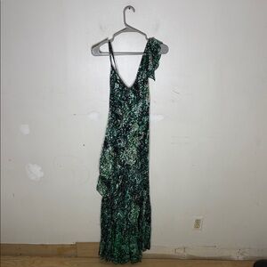 Alice + Olivia Ruffle Detail Criss Cross Back Asymmetrical Hem Dress Size 2